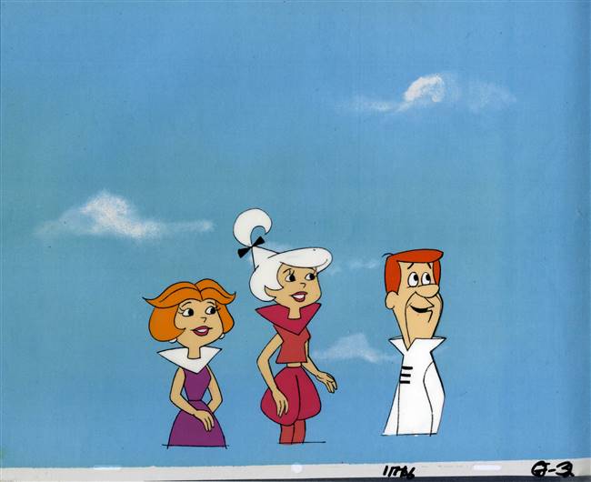Original Production Cel Of George Jane And Judy Jetson From The Jetsons 1980s