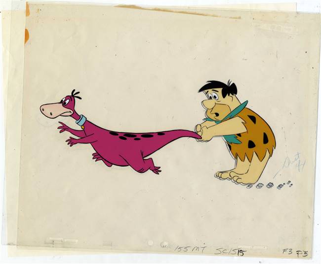 Original Production Cel and Matching Drawings of Dino and Fred ...