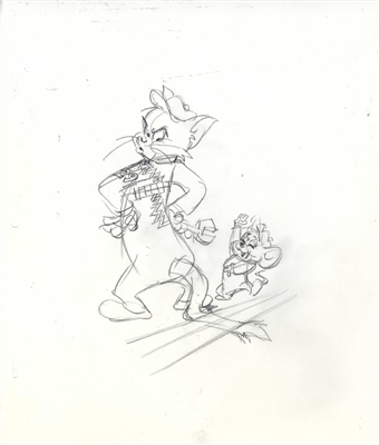 WILLIAM HANNA: TOM AND JERRY TITLE CARD SKETCH WITH NOTES
