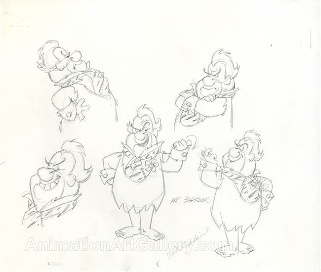 Original Model Sheet Drawing of Mr. Big Rock from the Flintstones