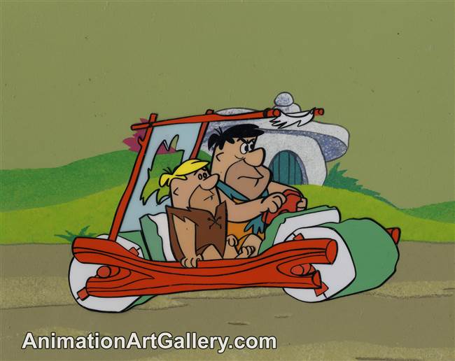 Production Cel and Production Background of Fred Flintstone and Barney ...