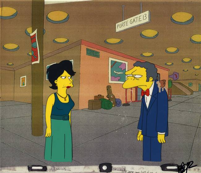 Original Production Cel Of Moe And A Woman From The Simpsons Spin Off Showcase 1997