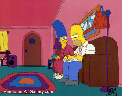 Production Cel of Homer Simpson and Marge Simpson from Oh Brother ...