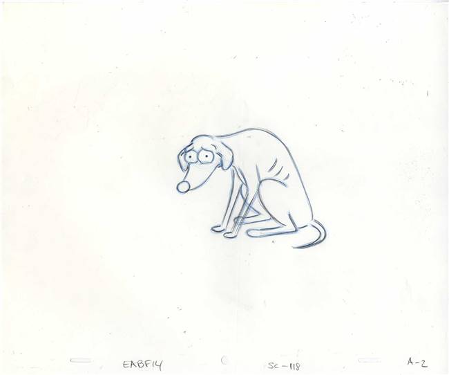 Original Production Drawing of Santa's Little Helper from Old Yeller ...