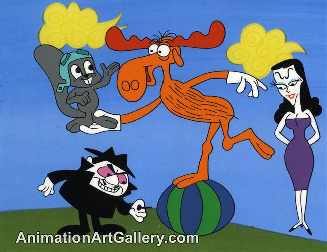 Publicity Cel of Rocky the Flying Squirell and Bullwinkle J. Moose from ...
