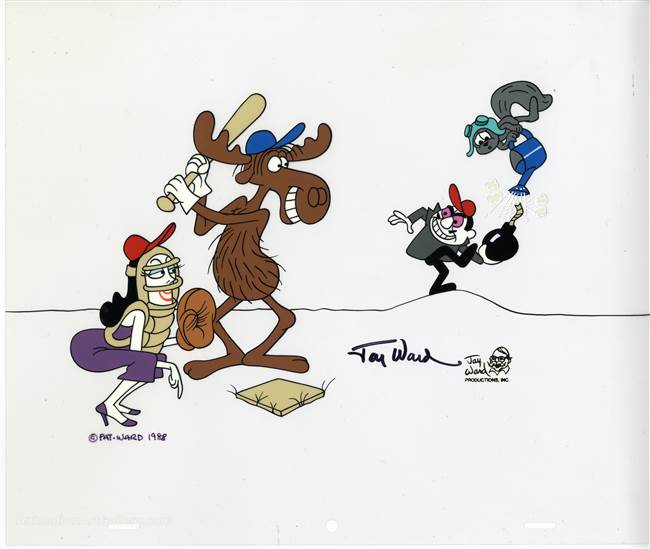 Scene Cel of Rocky, Bullwinkle, Boris, and Natasha from The Rocky and ...