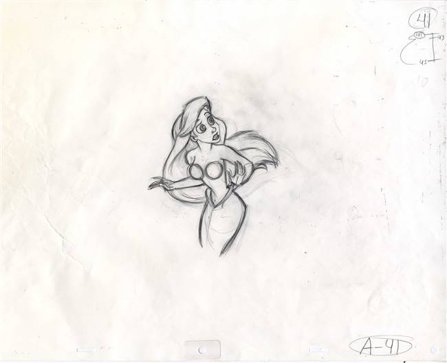 Original Production Drawing of Ariel from The Little Mermaid (1989)