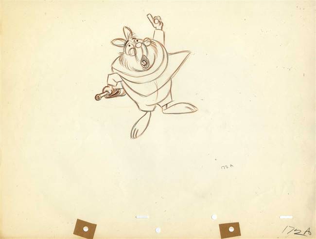 Original Production Drawing of White Rabbit from Alice in Wonderland (1951)