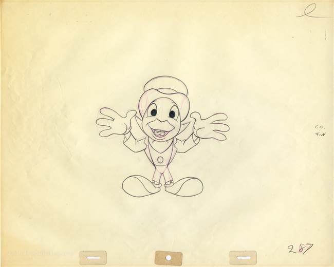 Original Production Drawing of Jiminy Cricket from Disney TV