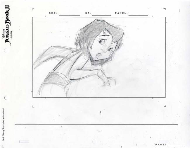 Original Storyboard Drawing of Mowgli from Jungle Book II (2003)