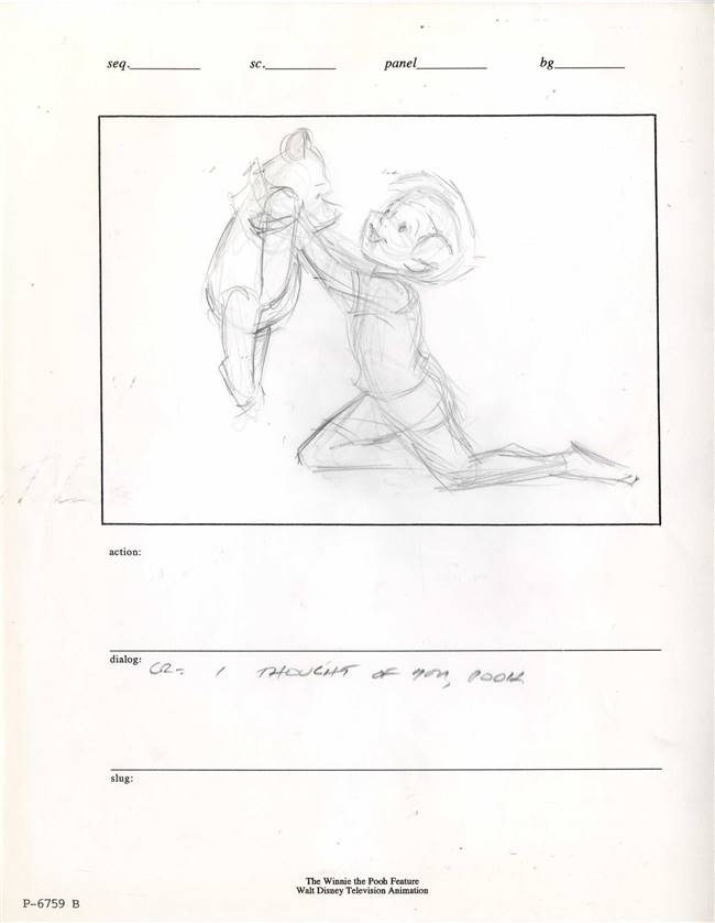 Original Storyboard Drawing of Winnie the Pooh and Christopher Robin ...