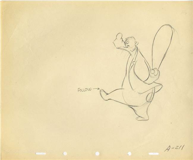 Original Production Drawing of Brer Bear from Song of the South (1946)