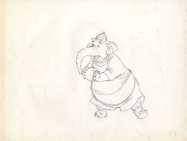 Original Production Drawing of Elephant Soccer Player from Bedknobs and ...