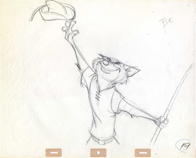 Original Production Drawing Of Robin Hood From Robin Hood (1973)